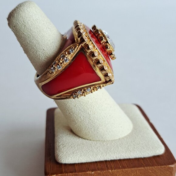 New Women's Red Resin Cubic Zirconia Ring Size 7 - Picture 6 of 13